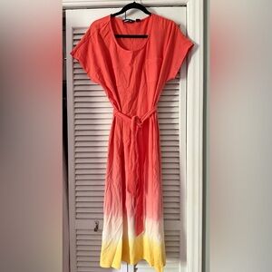 Lands' End Coral to Yellow Ombre Midi Dress